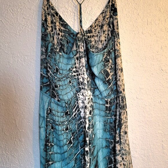 Turquoise Snake Skin Print Jumpsuit - Picture 7 of 12